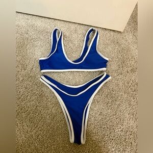 Blue and White Bikini Set